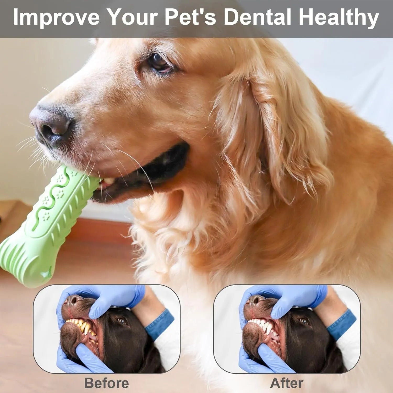 Blue bone-shaped natural rubber dog chew toy for aggressive chewers with textured surface.