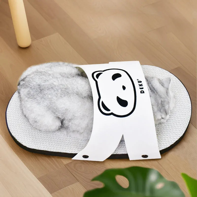 White corrugated paper cat scratch board with slipper style design