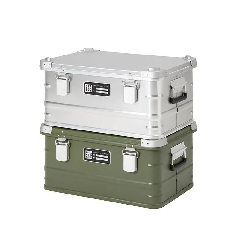 Field Green aluminium alloy outdoor storage box for camping and vehicle-mounted gear, size 58x38x28 cm