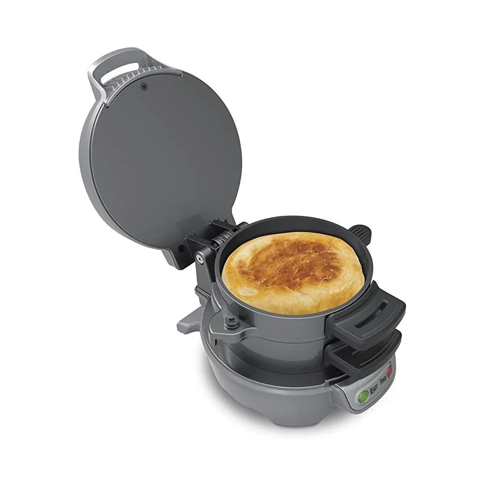750W bright red breakfast sandwich maker with egg cooker ring and waffle machine function