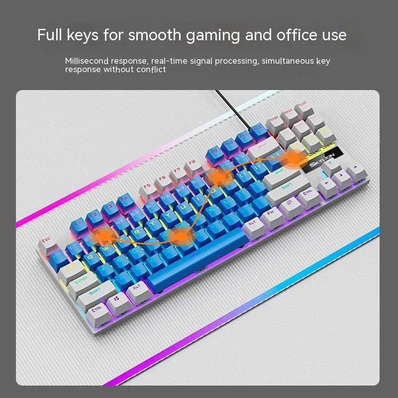 K87 mechanical wired keyboard in selected colour with Kailh Green or Red switches and metal base