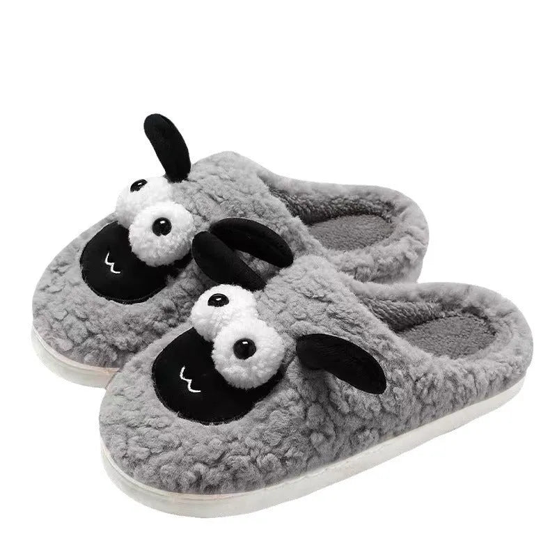 Lamb thermal cotton slip-on slippers in brown with a suede upper and PVC sole.