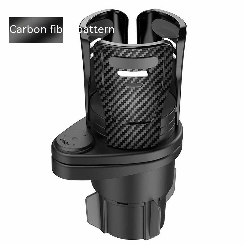 Black car cup holder modification unit with carbon fibre matte texture