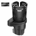 Black car cup holder modification unit with carbon fibre matte texture