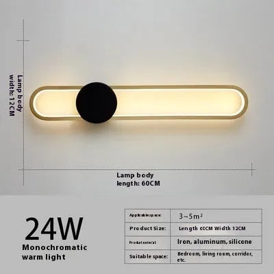 Modern round wall lamp with 60cm black iron shade mounted on wall