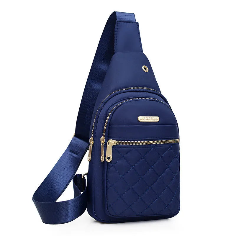 Oxford cloth sports crossbody chest bag with plaid pattern in multiple colour options