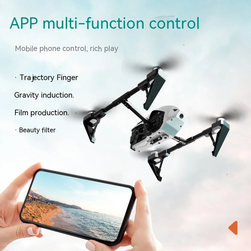 KS66 black and white alloy drone with camera and remote control on grass