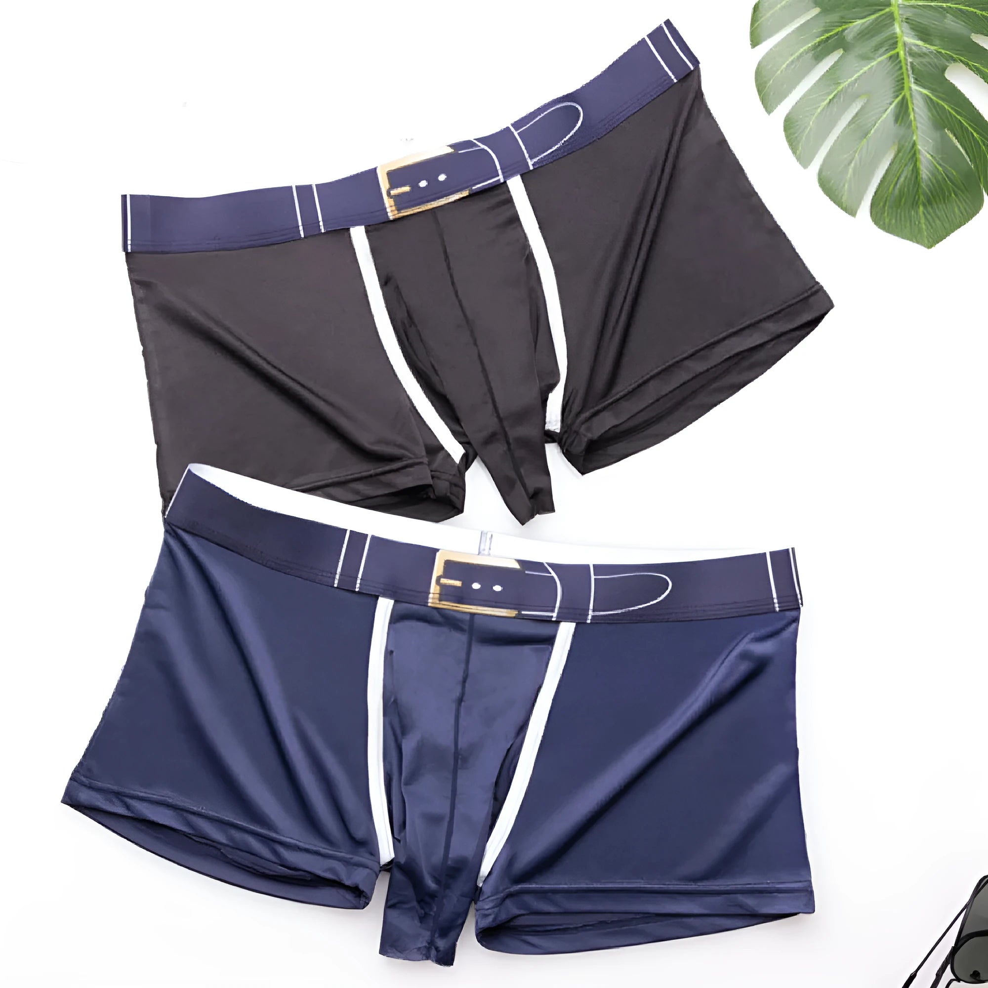 Men's Ice Silk boxer shorts in solid colours showing mid waist design