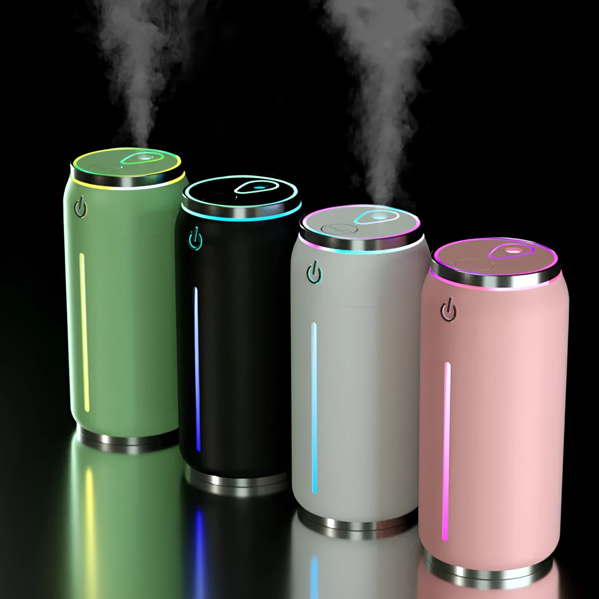 220ml USB car humidifier in black with 141x64x64mm dimensions, ABS PP build, mini light and fan included
