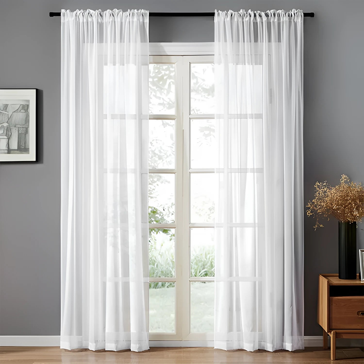 Modern black vertical window curtain with light transmission perforations measuring 150cm wide by 250cm long