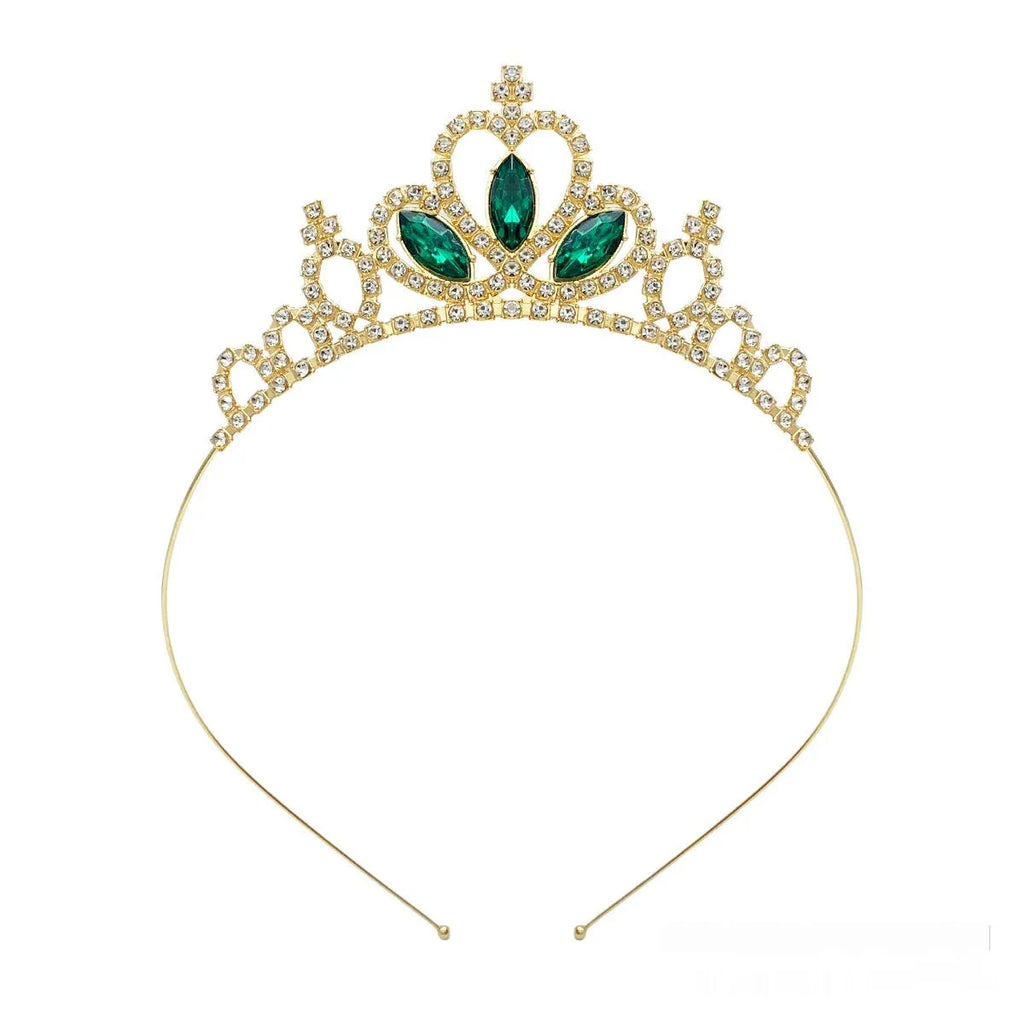 Gold and silver alloy princess crown headdress with electroplated finish for children's dress-up.