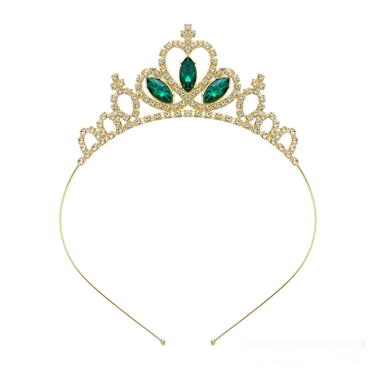 Gold and silver alloy princess crown headdress with electroplated finish for children's dress-up.