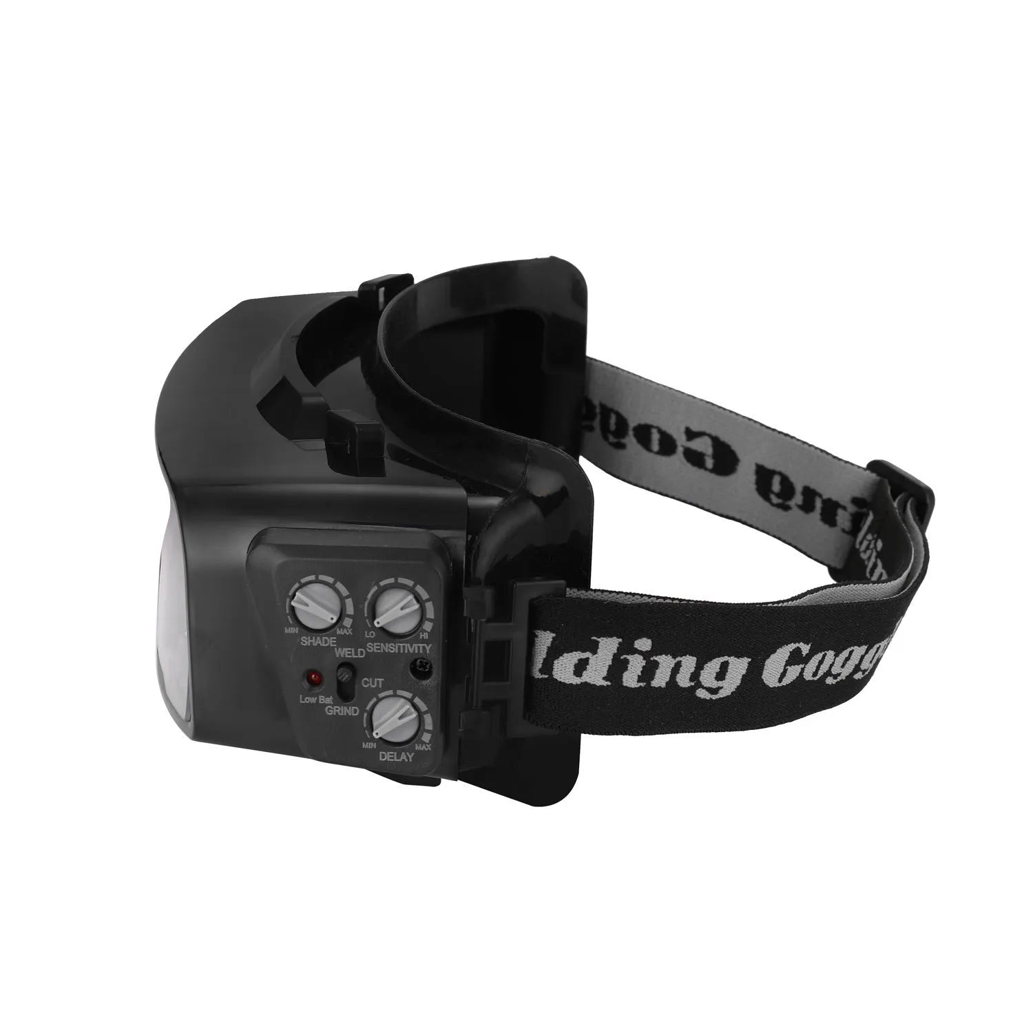 Black automatic darkening welding glasses with a large rectangular lens for arc welding protection.