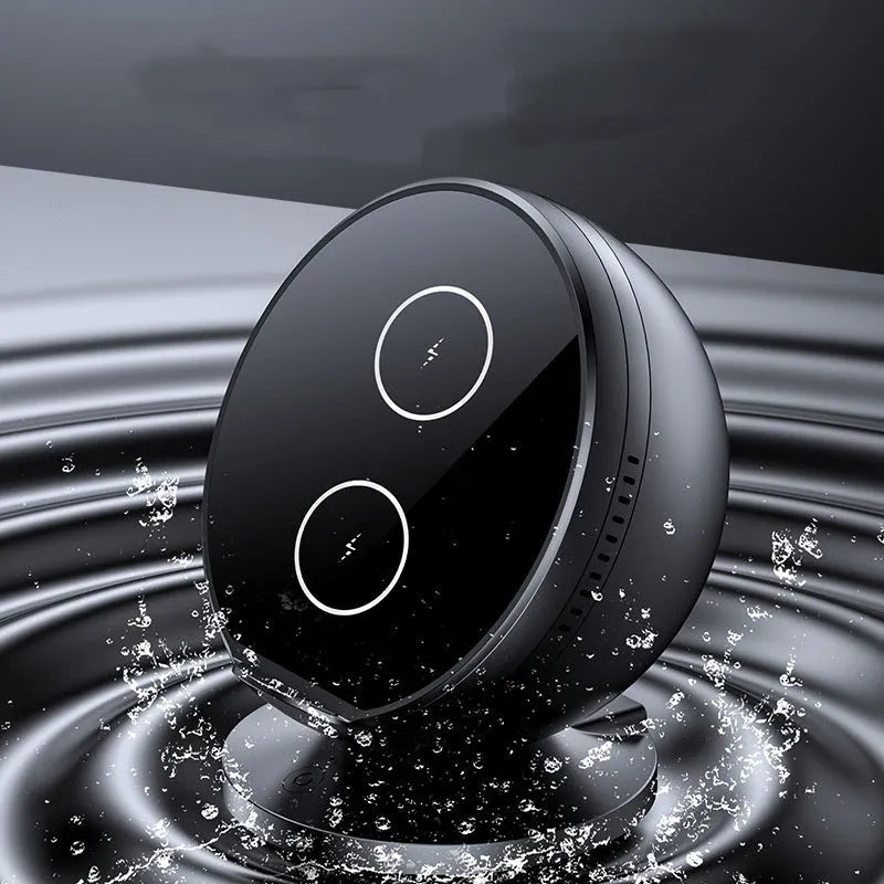Black multifunctional mobile phone wireless charging holder with built-in Bluetooth speaker