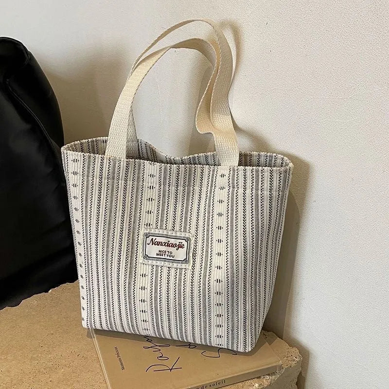 Japanese style corduroy handbag with large capacity and internal organisers in dark brown colour