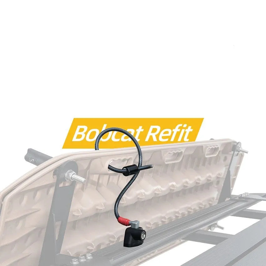 Roof platform steel cable lock with plastic sheath securing equipment