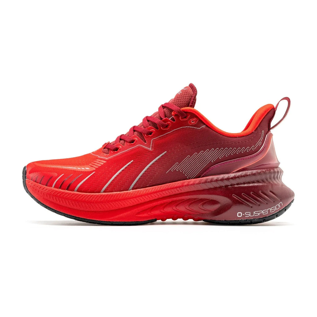 Low-top running shoes in a striped pattern with a breathable mesh upper and rubber sole.