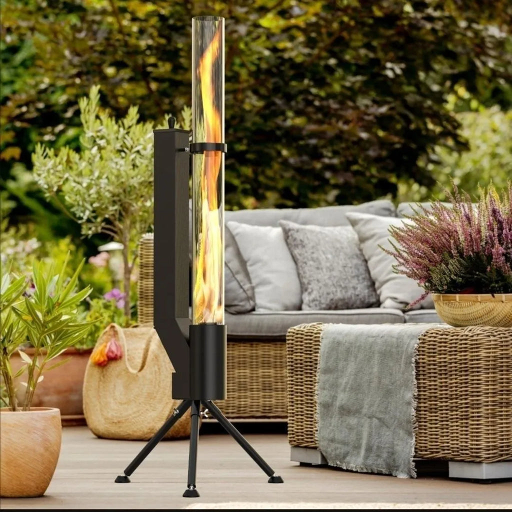 Vertical cast iron wood burning rocket furnace heating stove for courtyard use