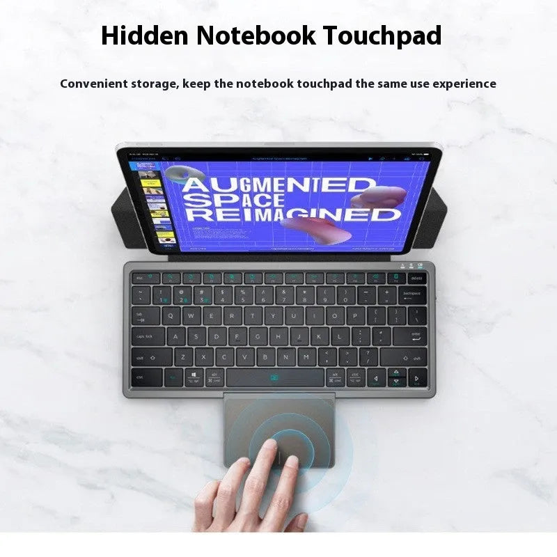 Three-in-one wireless Bluetooth keyboard with leather sheath stand for tablets and mobile phones