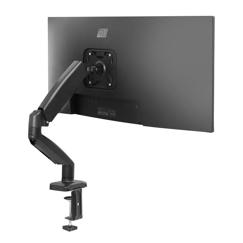 Black rotating telescopic LCD screen bracket on table with elevated display