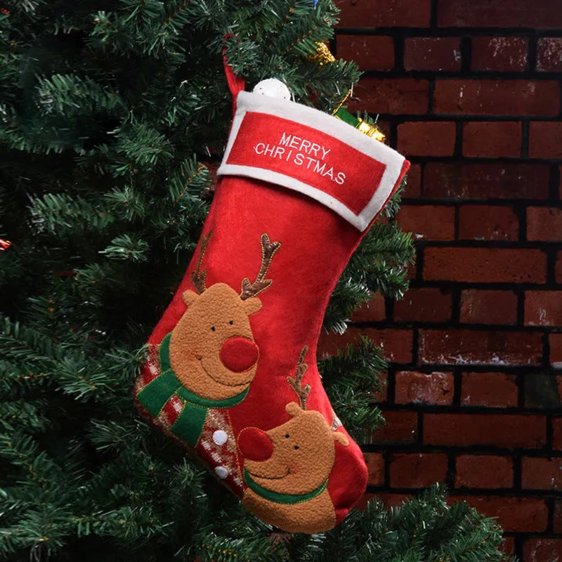 Christmas stocking with non-woven fabric in elk, elderly gentleman or snowman design with hanging pendant