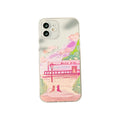 Soft silicone mobile phone case with a colourful two cat cartoon design on the back for Apple iPhone.