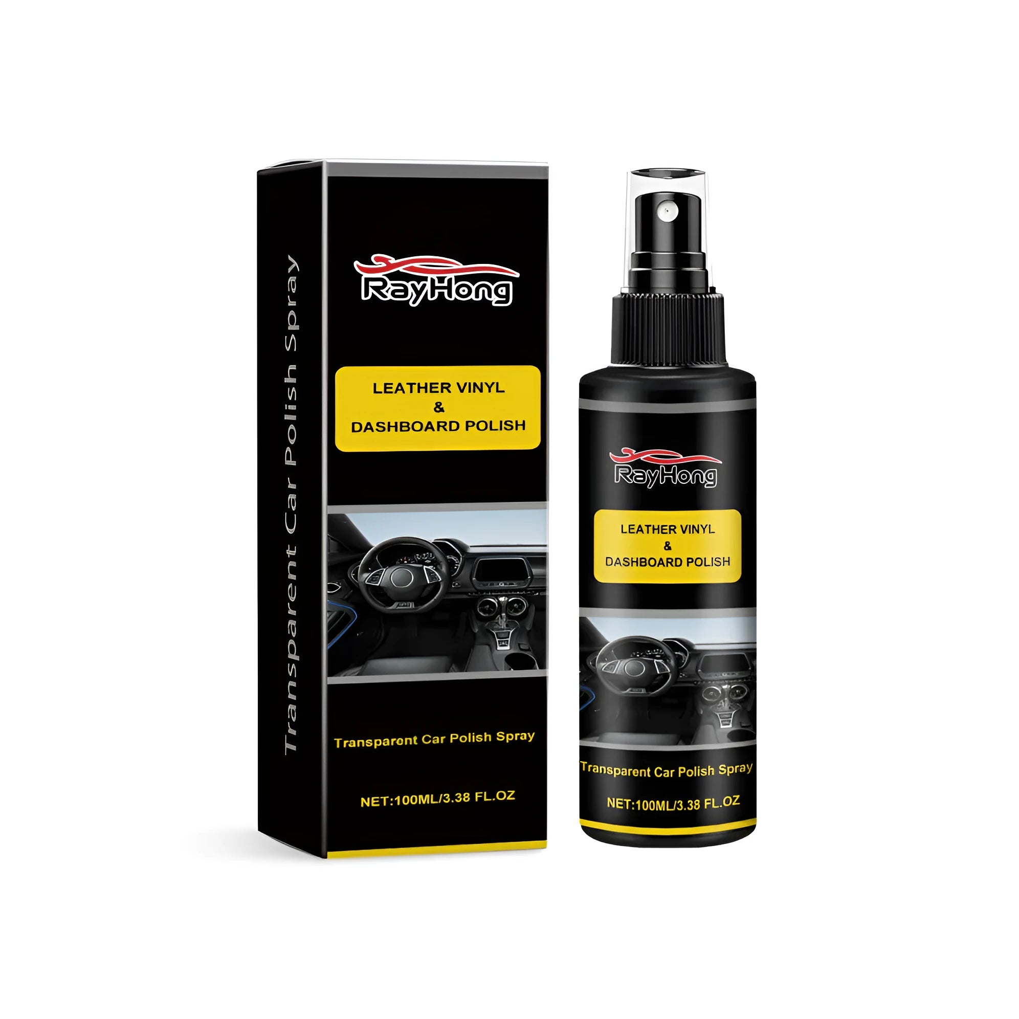 Canister of car polishing spray for paint maintenance, showing dimensions of 3.7 by 14 cm.