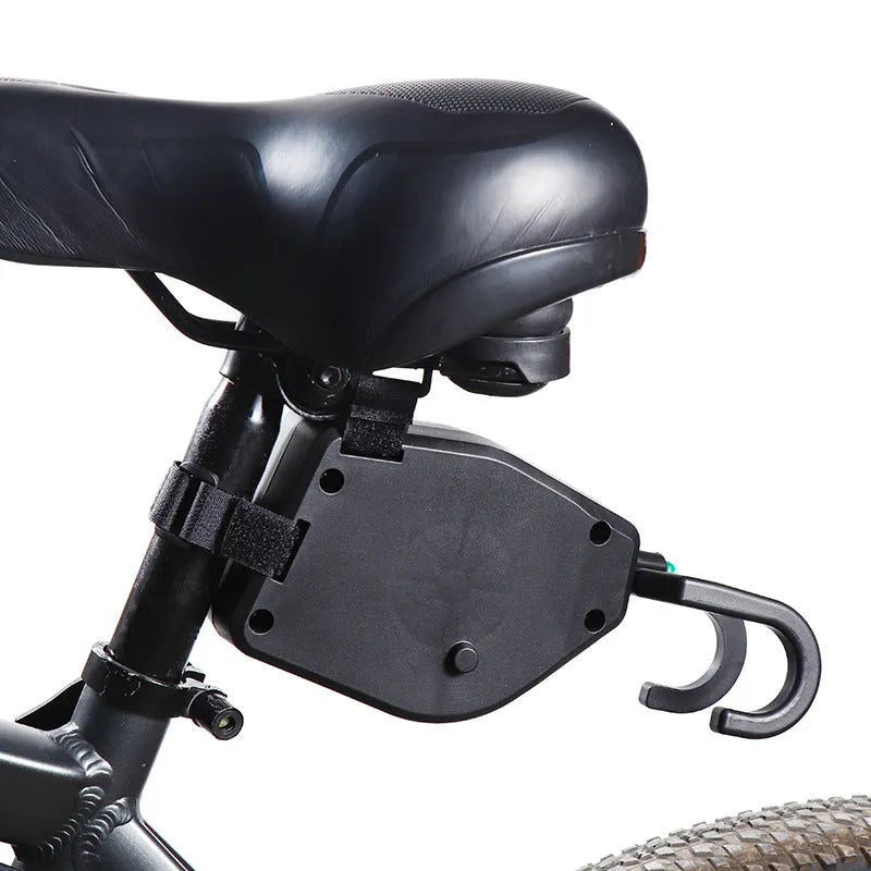 Black plastic bicycle trailer traction rope with connector fittings for mountain bike towing