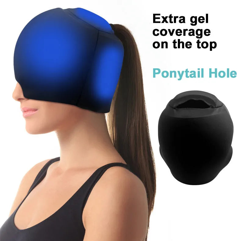 Solid colour cold compress cap with fully enclosed design for cooling therapy