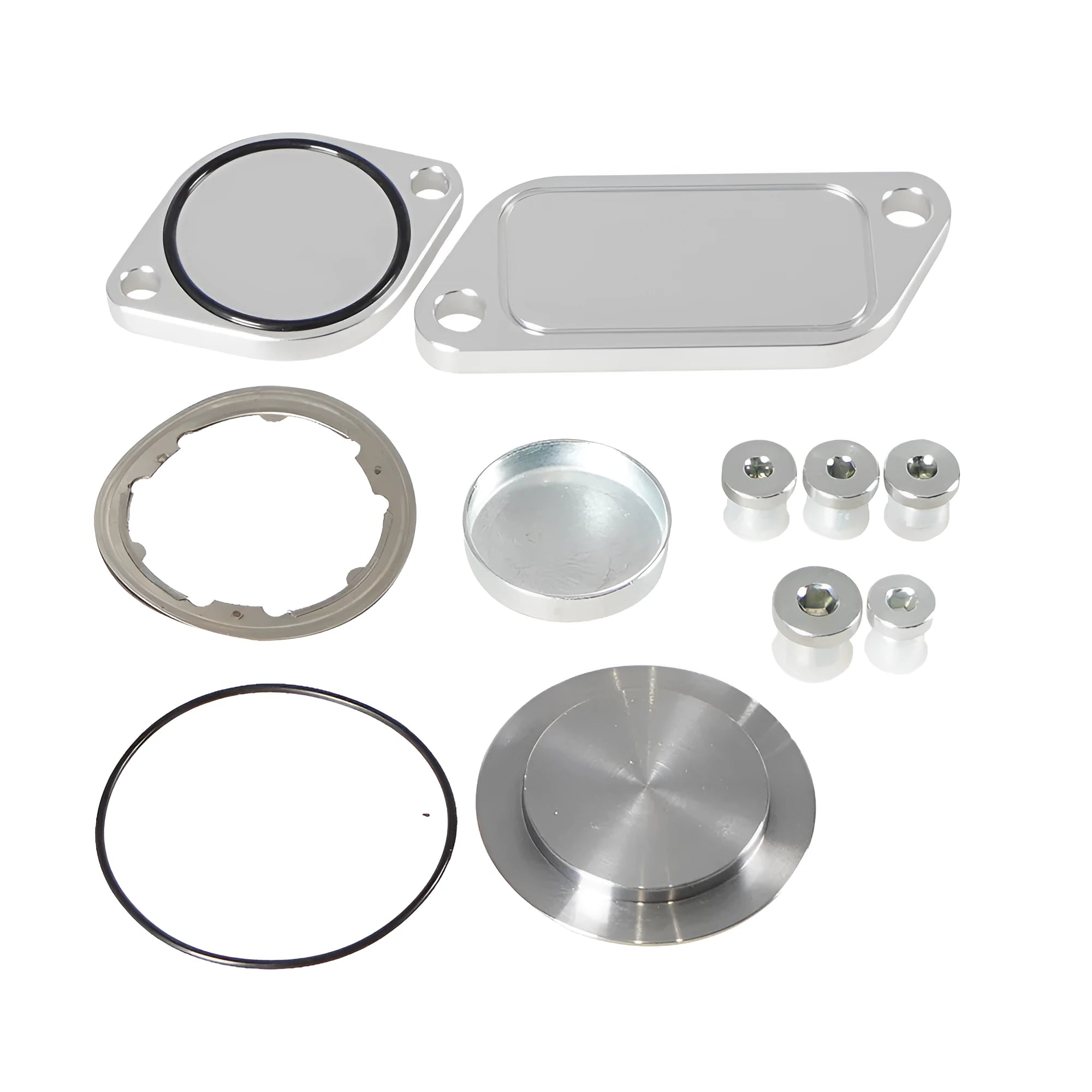 Silver aluminium alloy valve cover plug for automotive Cooler EGR systems.