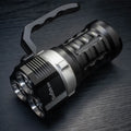 Aluminium alloy diving flashlight with tube design showing 18cm length