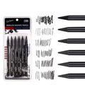Set of six wood-free graphite sketching pencils with HB 2B 4B 6B 8B EE hardness grades