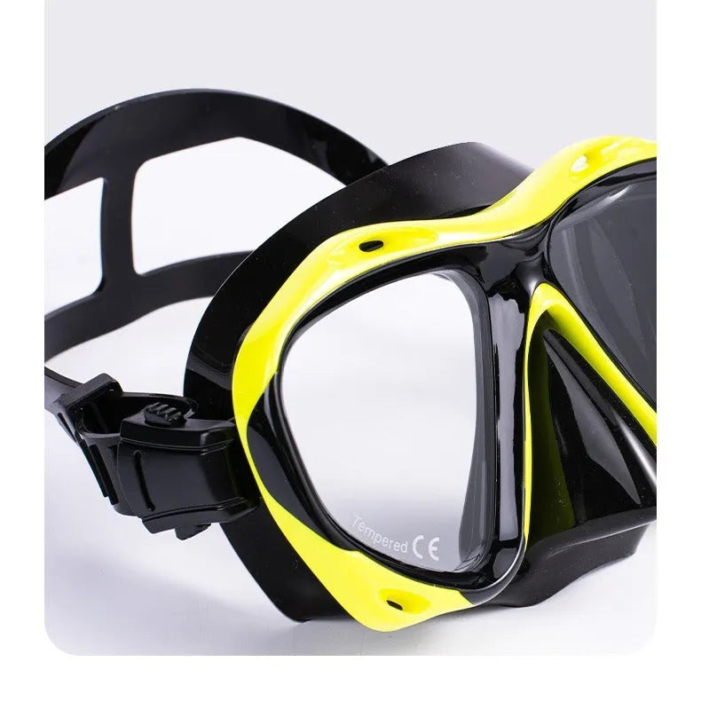 Snorkeling set with adult diving mask and breathing tube in liquid silicone PC, multiple colours available