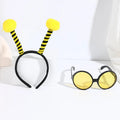 Bee costume headband and glasses set in cloth material with bee and butterfly decorations