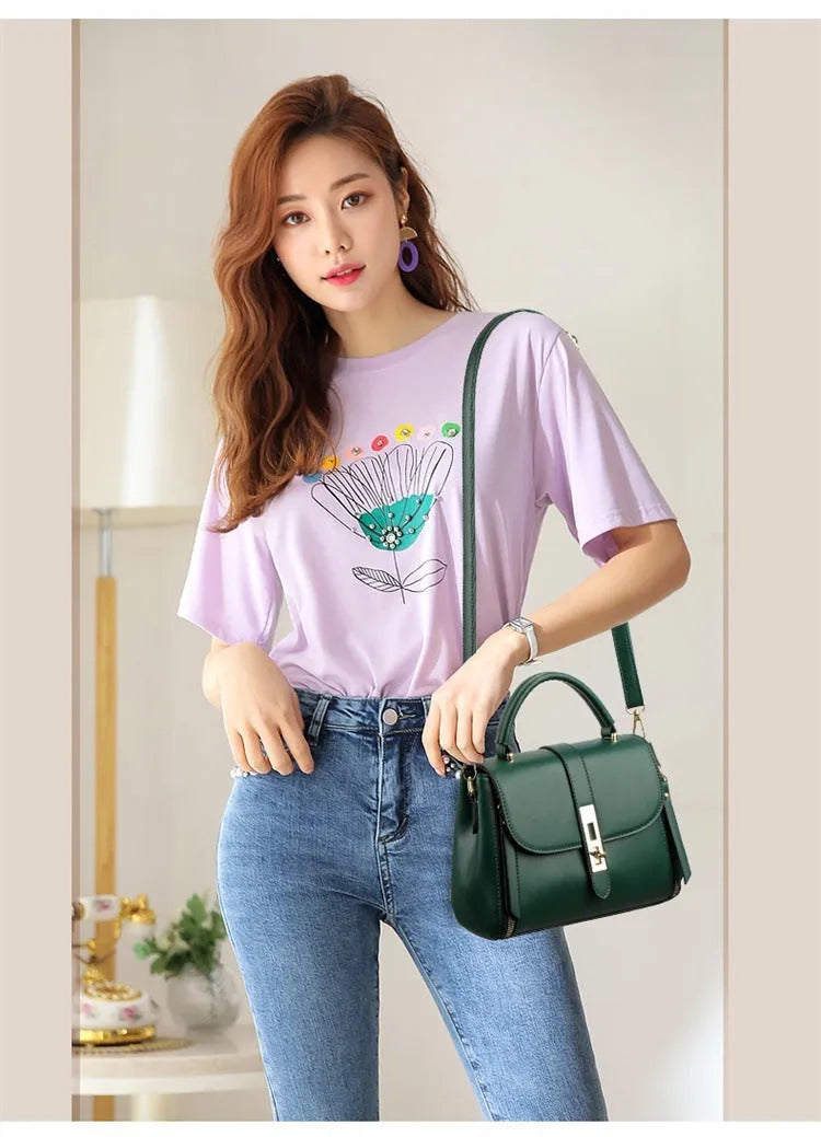 Women's soft PU leather square messenger bag with adjustable strap in four colour options
