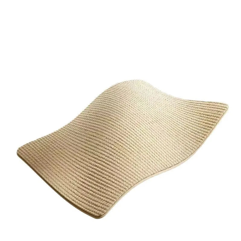 A sisal blanket cat scratch board in a natural woven texture, shown in large and small size options.