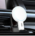 White magnetic wireless charger with PD charging, dimensions 85x58mm