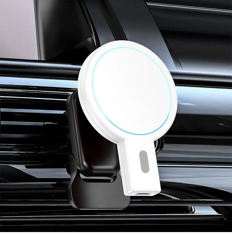 White magnetic wireless charger with PD charging, dimensions 85x58mm