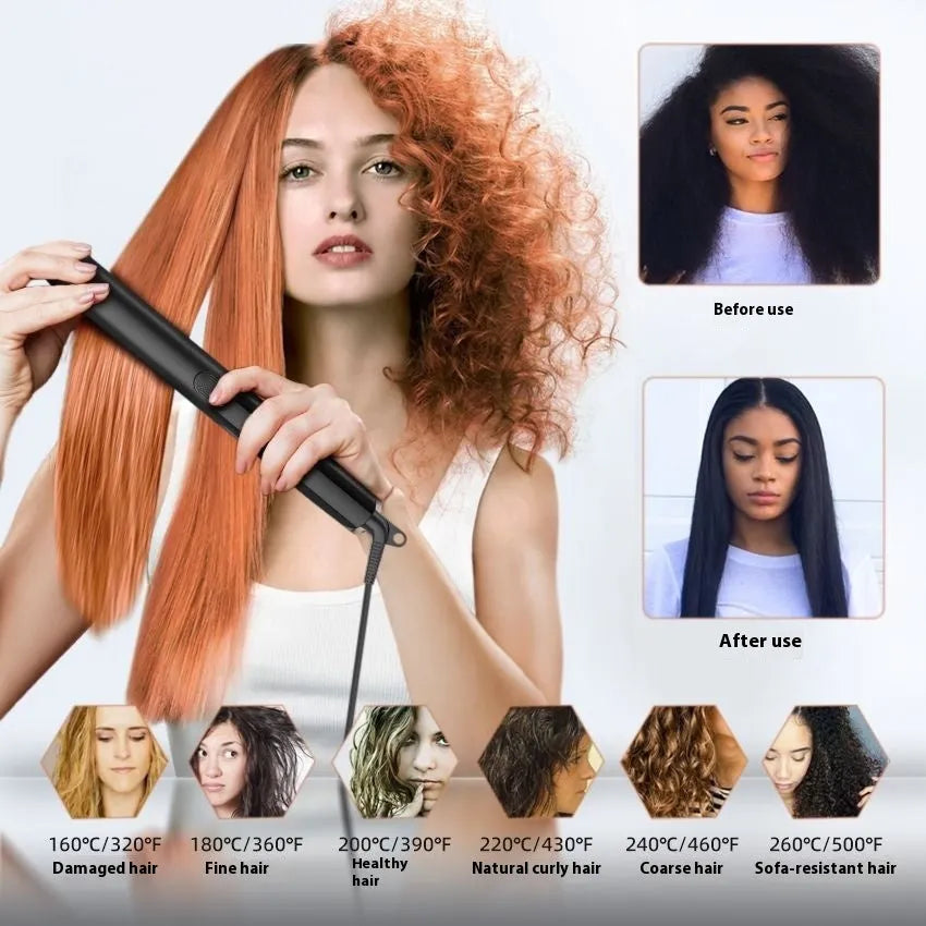 207℃ negative ion hair straightener with ceramic plates and wired power cord