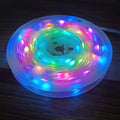 10 metre long multicolour LED party light string with 100 bulbs showing various flashing modes.
