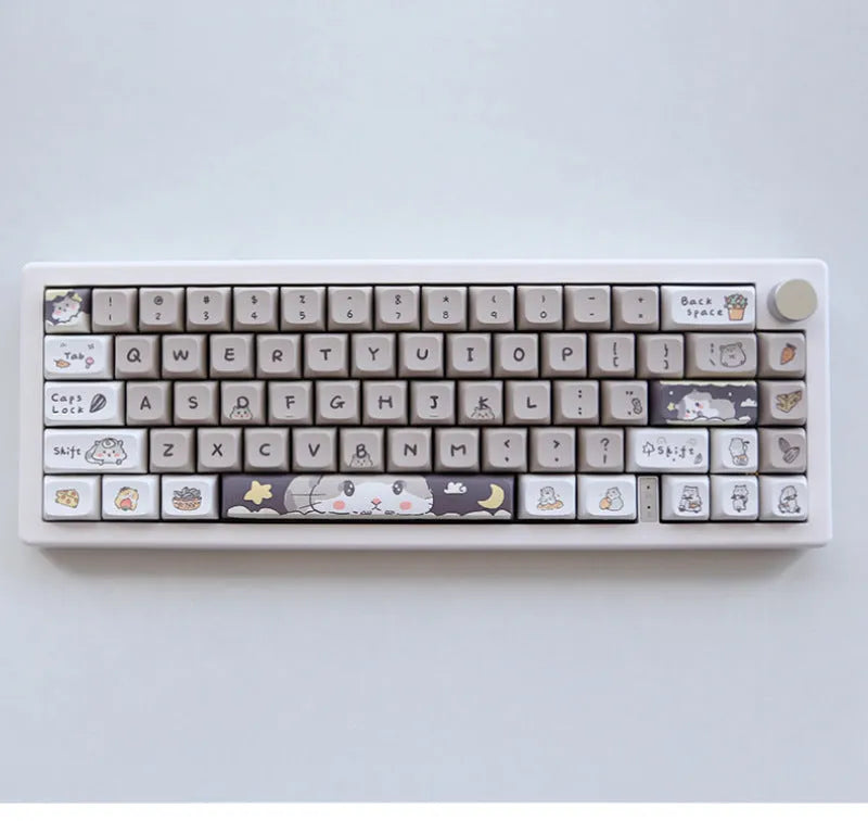 Custard design mechanical keyboard keycaps for 68 75 98 100 column layouts in grey and yellow colours