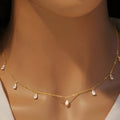 Gentle drop-shaped artificial zircon necklace on adjustable O-chain in 925 silver with triangular design elements