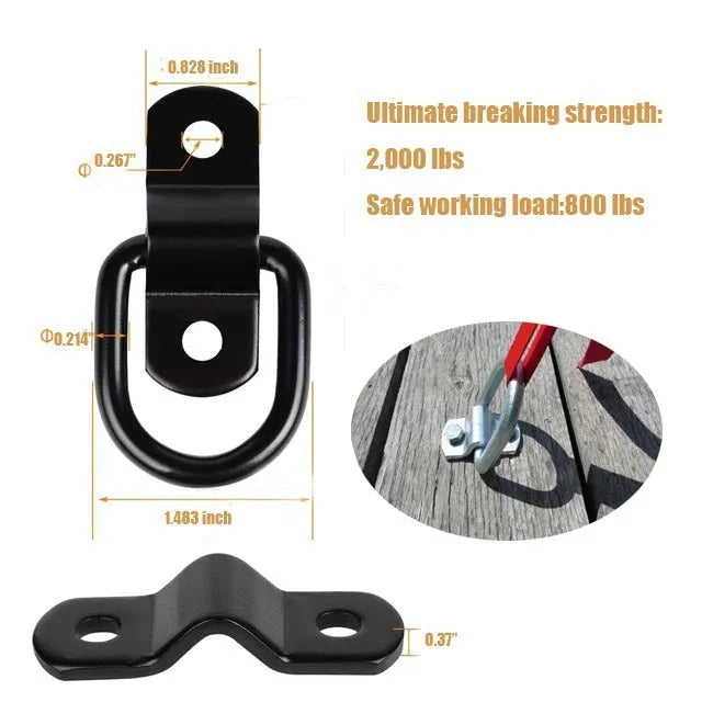 Black galvanised carbon steel pull ring floor hook for vehicle interior.