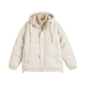 Loose-fit winter cotton-padded coat in cardigan style with side pockets