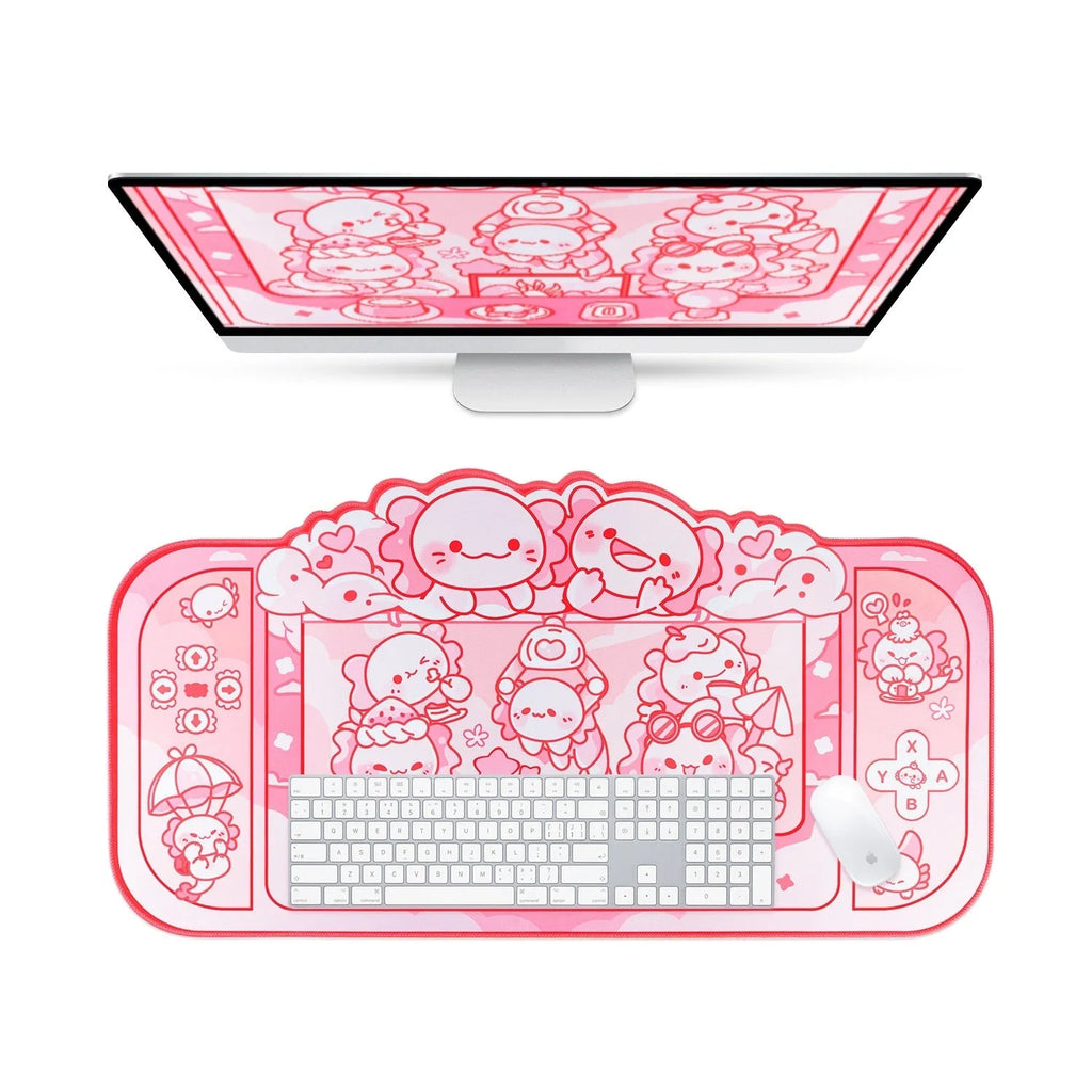 Hexagonal Dragon Crane Machine mouse pad measuring 75x40cm with cartoon anime design and wrist strap
