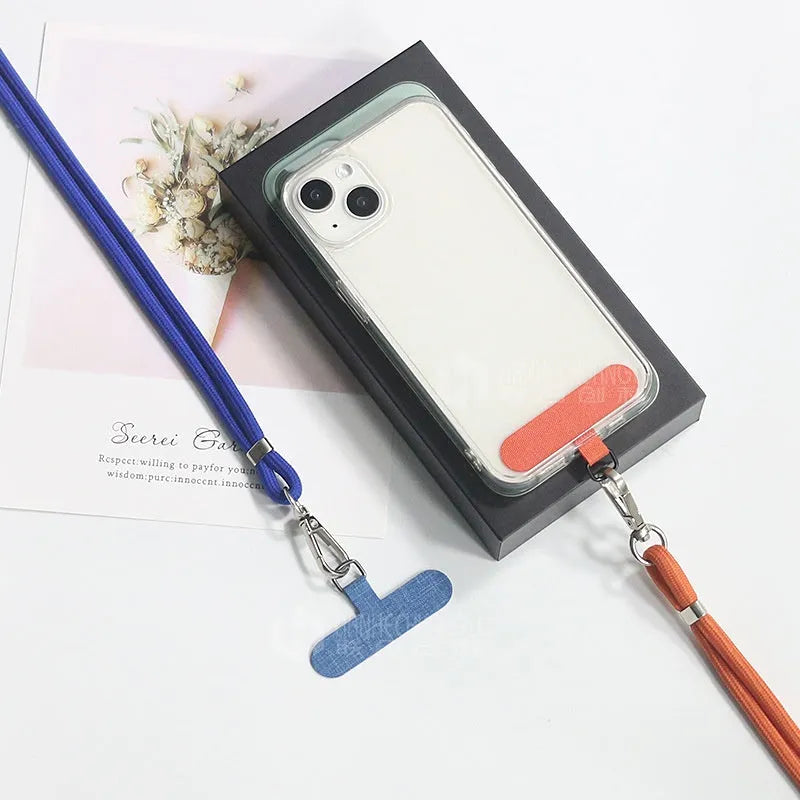General drop-resistant phone lanyard clip with 160cm nylon strap in multiple colour options on white background