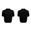 Men's black short sleeve shirt with double lapel collar in loose fit