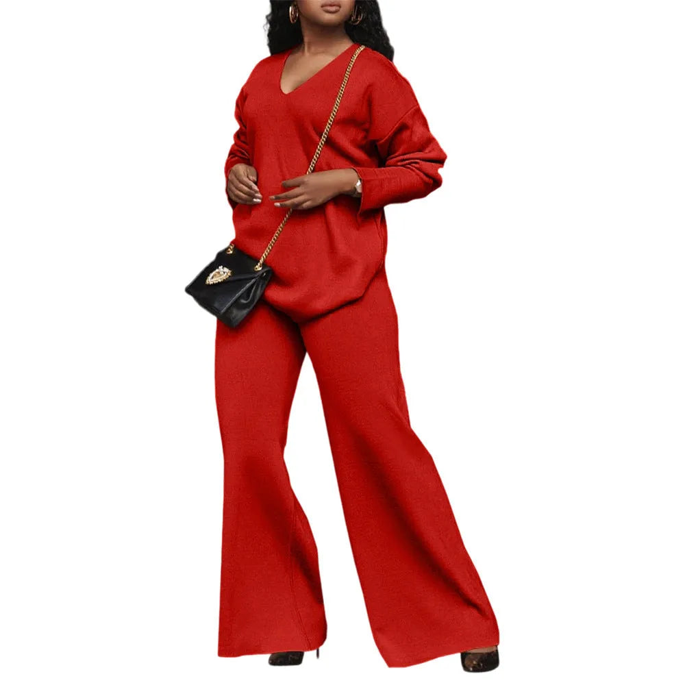 Women's brown thickened suede two-piece suit with long sleeves and trousers in Japanese Korean casual style