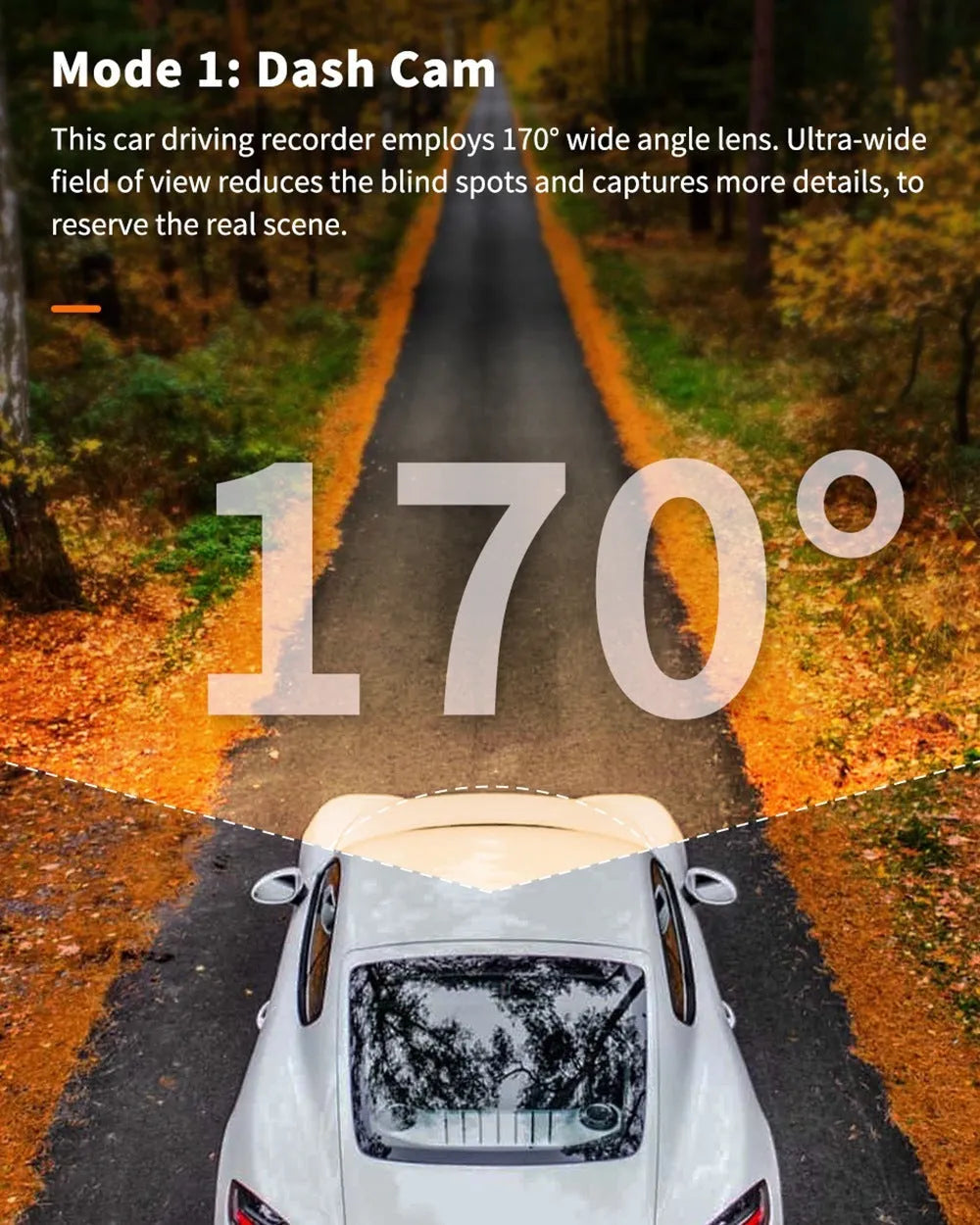 ThiEYE front and rear car dash camera with 3-inch screen, suction cup mount, and rear camera.