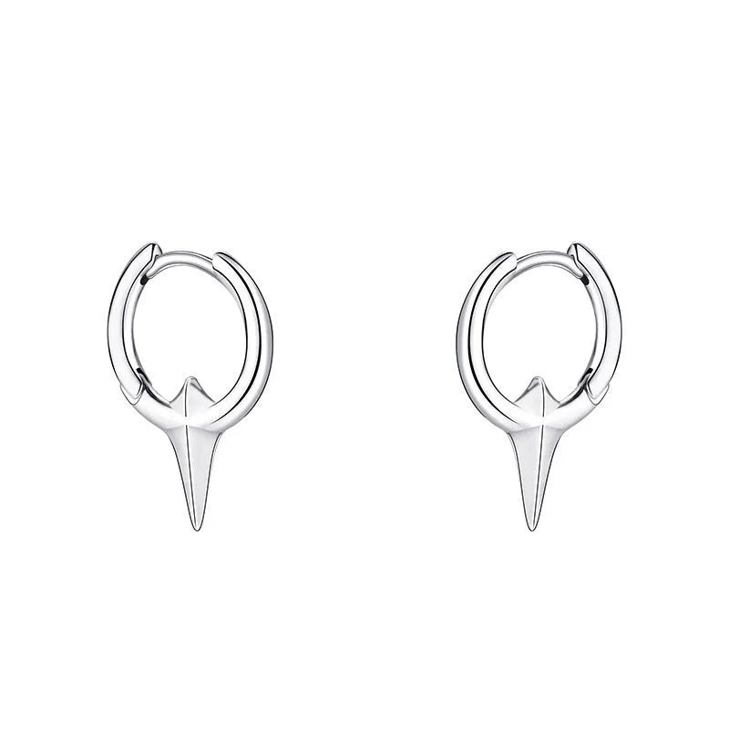 Geometric star-shaped copper ear clips with white gold electroplating for women